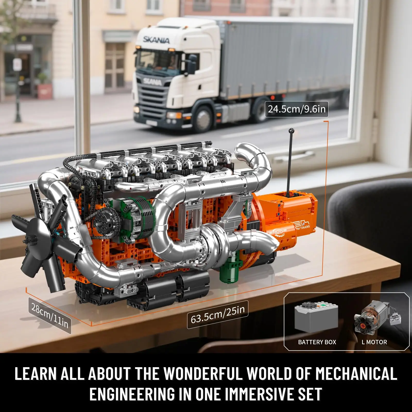 قالب الملك 10200 3236 قطعة محرك شاحنة ثقيلة مع محرك نقل بنة أطقم منمذجة الكبار لعبة الجذعية للبنين الأطفال