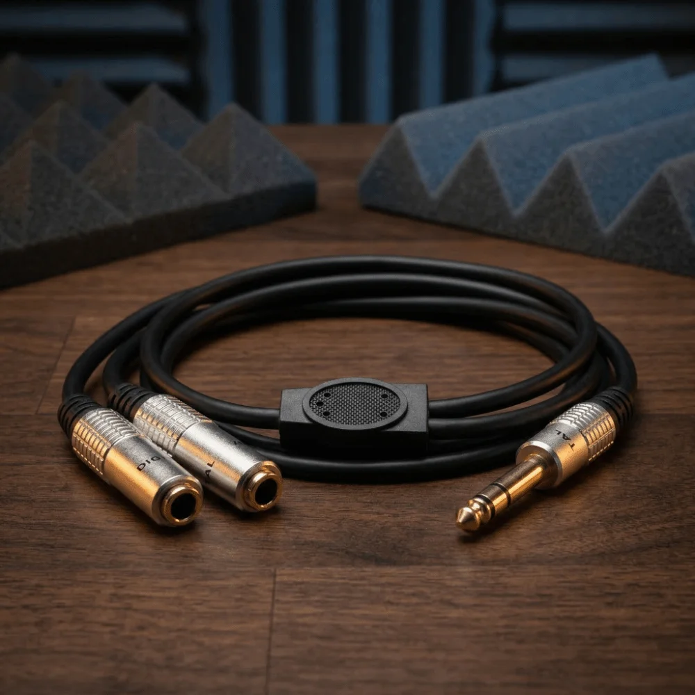 Aluminum Alloy 1/4 Inch Stereo Splitter Y Cable Plug and Play 19.7in 6.35mm Male to Dual 6.35mm Female Audio Splitter