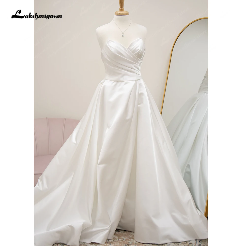 

Lakshmigown Princess Bridal Satin Wedding Dresses For Women Brautkleider 2024 Sweetheart Pleat Civil Beach Bridal Gowns