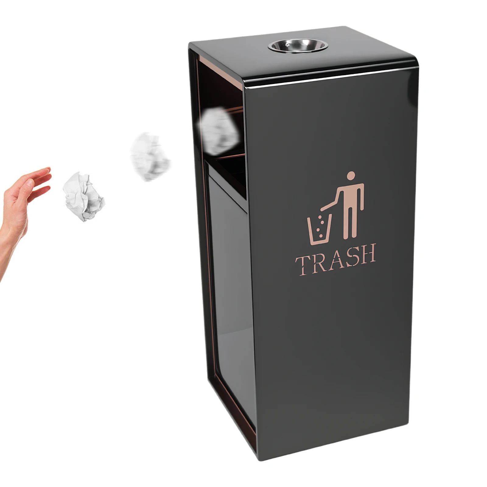 

Stainless Steel Commercial Metal Outdoor Trash Can with Removable Inner Bucket Commercial Trash Can for Patio Hotel Park Garden