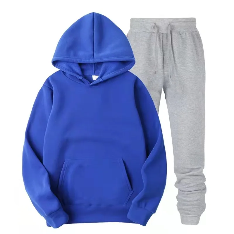 طقم هوديي وسراويل كاجوال للرجال - سويت شيرت ناعم مع جيب الكنغر والركض برباط موضة ملابس الشارع للخريف والشتاء #1