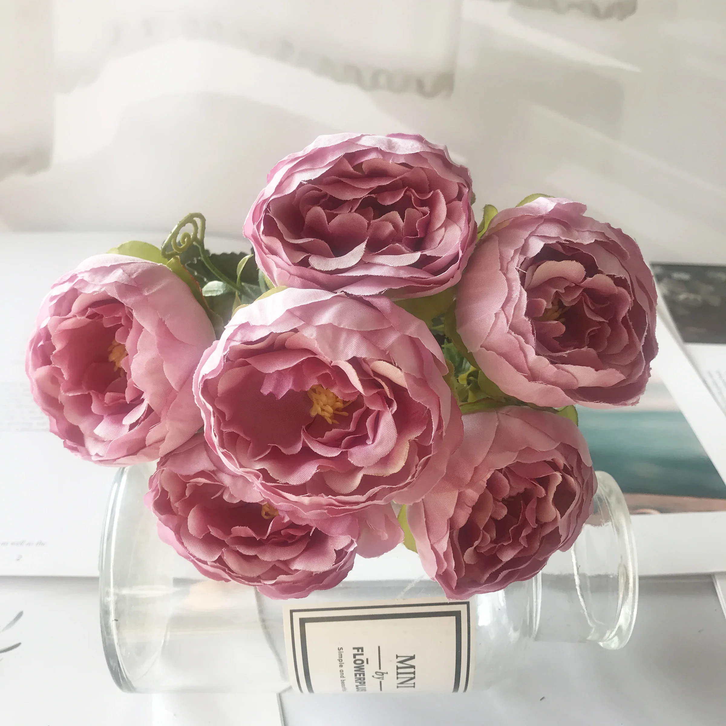 

6 Heads/Bouquet Peonies Artificial Flowers Silk Peonies Bouquet White Pink Wedding Home Decoration Fake Peony Rose Flower