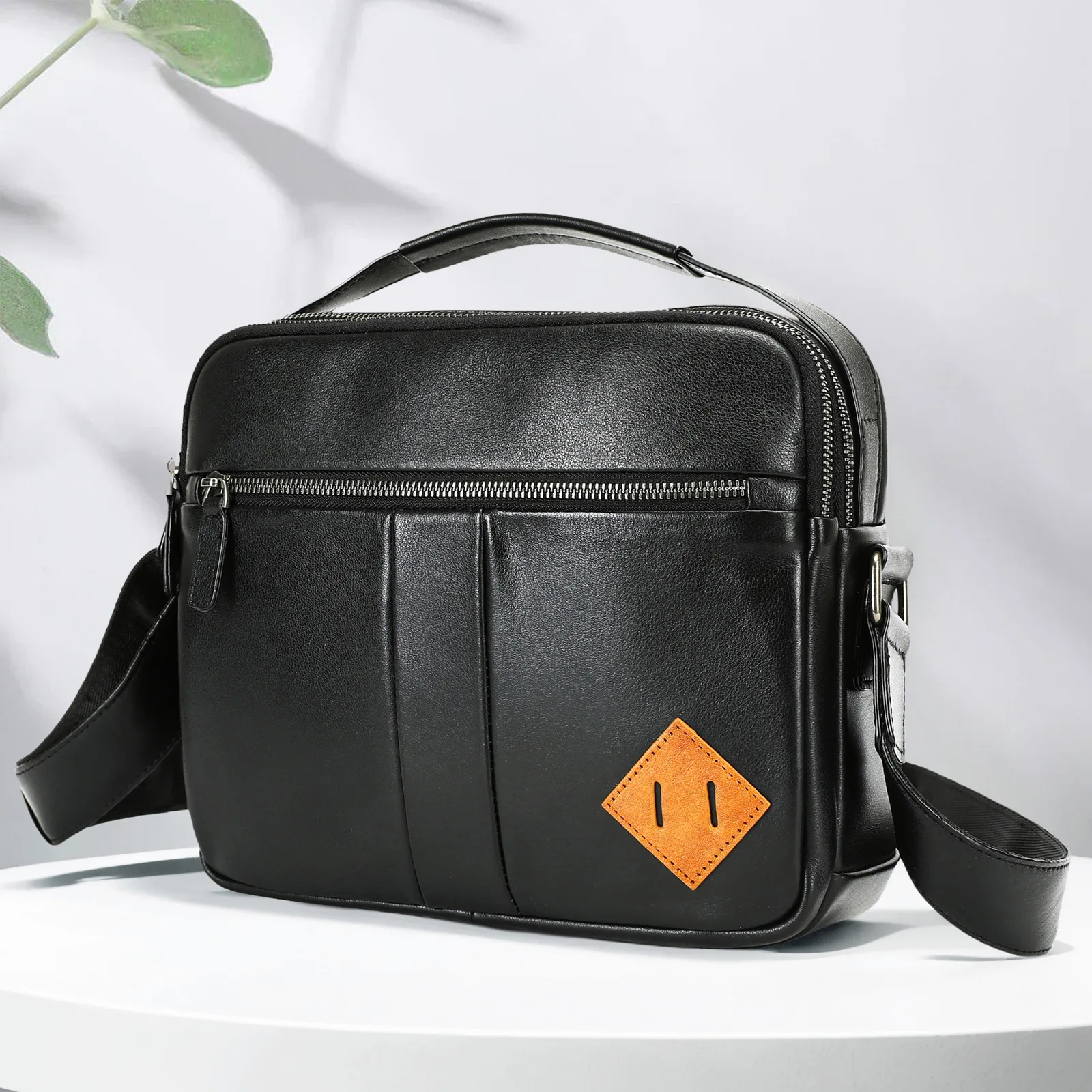 

Leather Men's Sling Bag Messenger Shoulder Crossbody Bags Large Capacity Handbags Multifunctional Work Bag