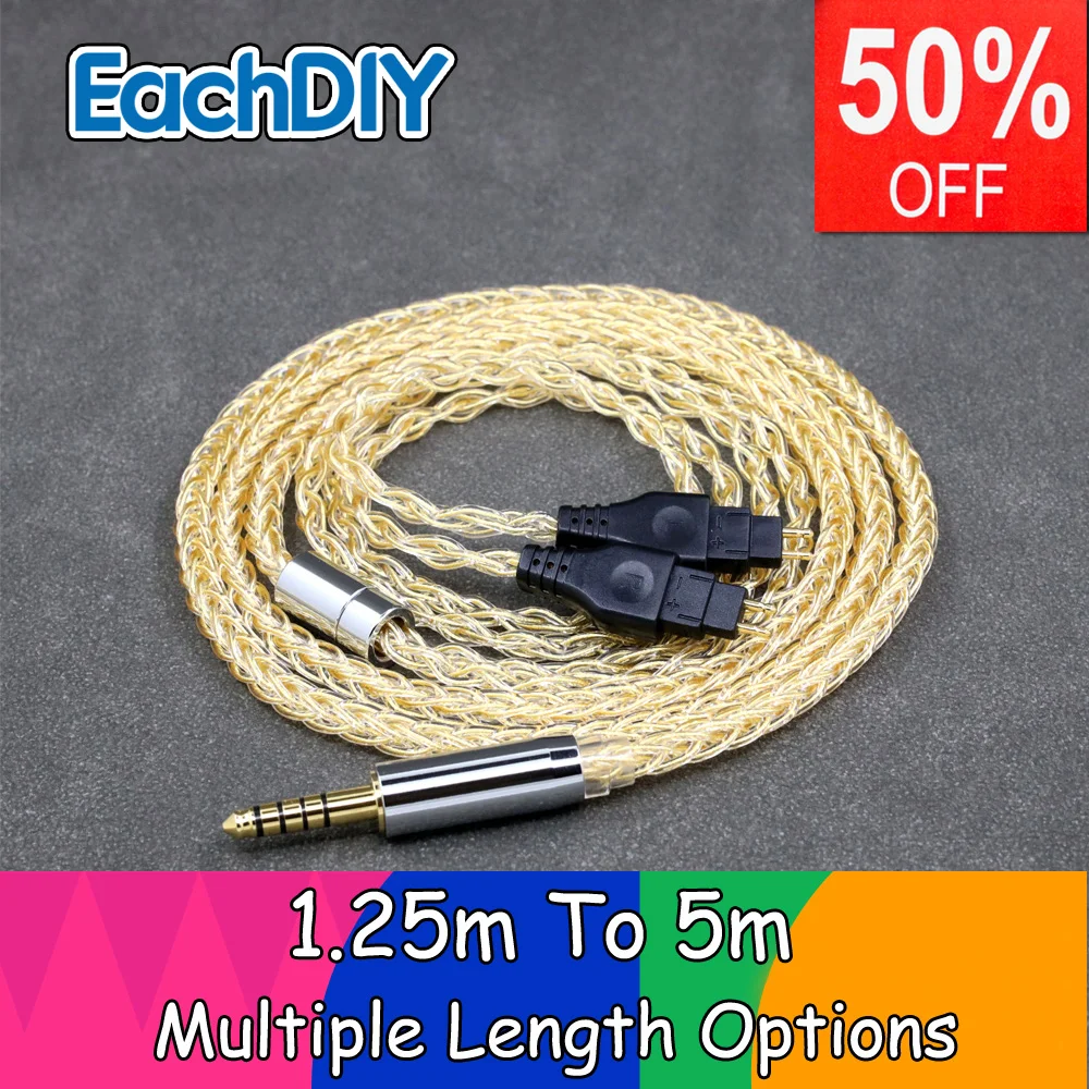 

24k Gold Plated Earphone Cable 8 Core 99% 7n Pure Silver For Sennheiser HD58x HD6xx HD580 HD600 HD650 HDxxx HD660S LN008411