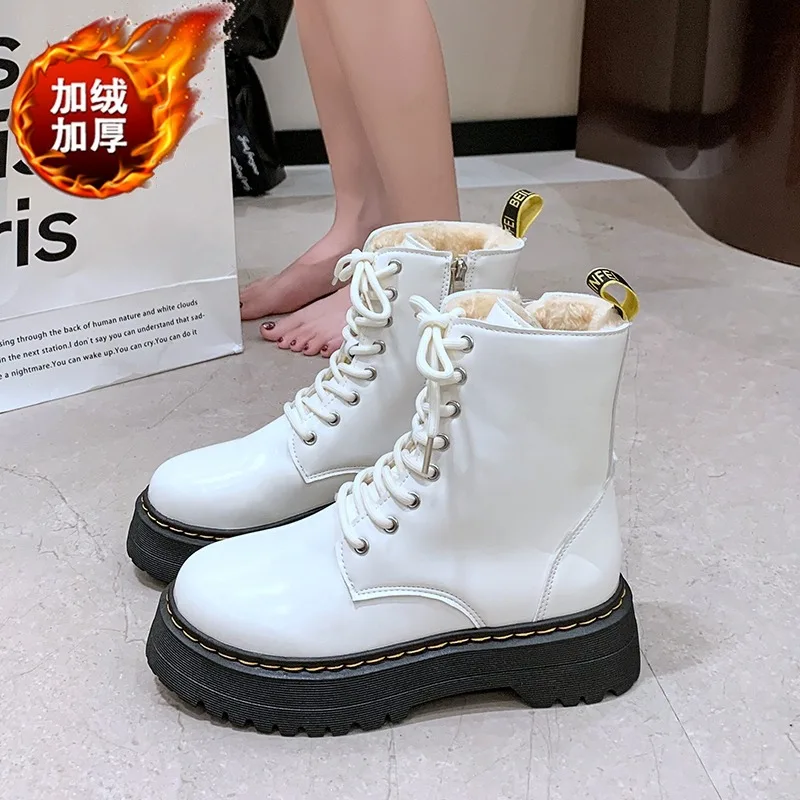 

Chunky Heel Platform Women Boots Woman Leather Minimalist Classic Punk Female Goth Shoes Women Ankle Boots Casual Shoes Female