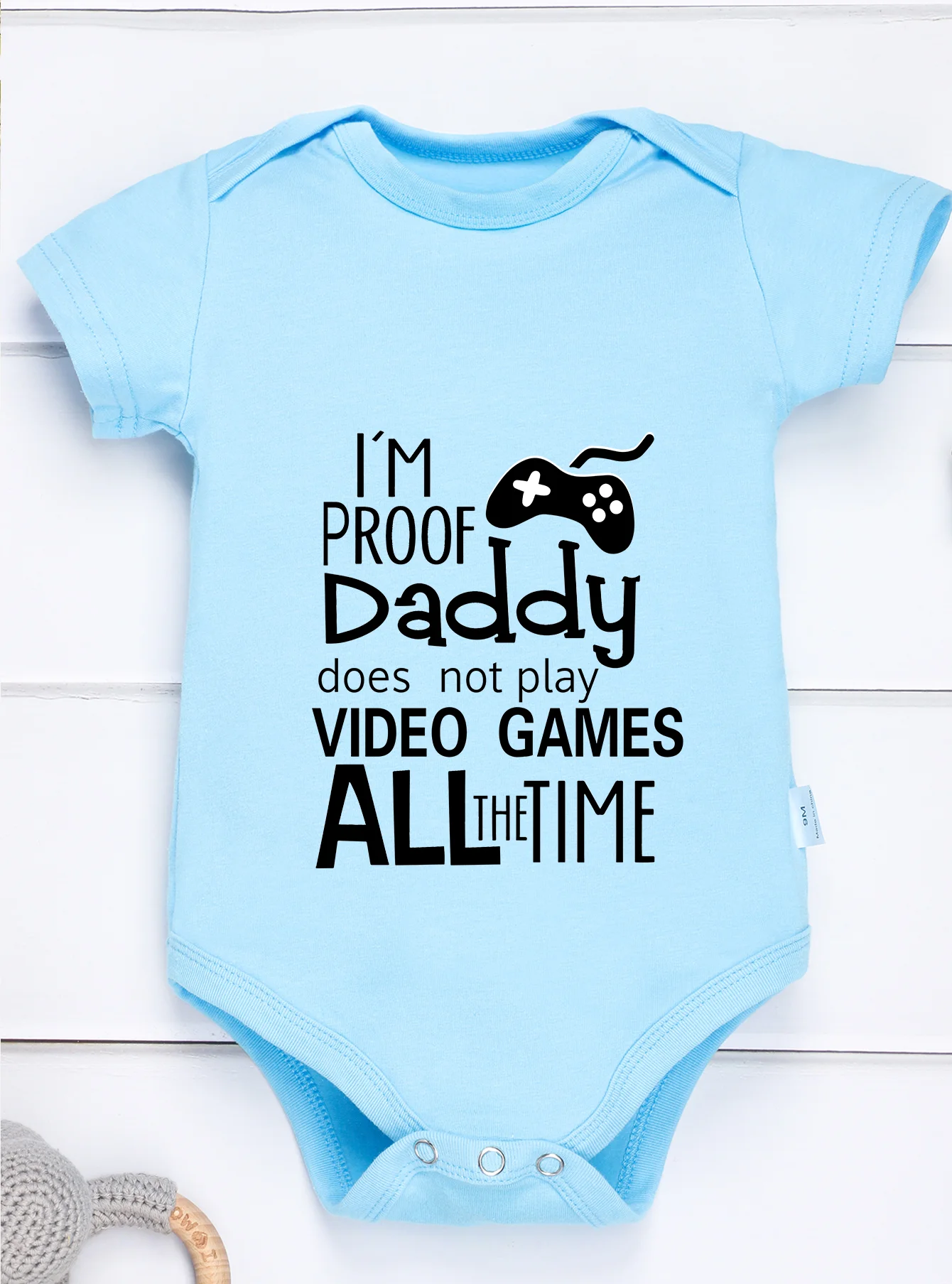 Bodysuit Short Sleeve Clothes Romper Baby Girl Boy Toddler Infant Jumpsuit Newborn I\'m Proof Daddy Doesn\'t Play Video Games