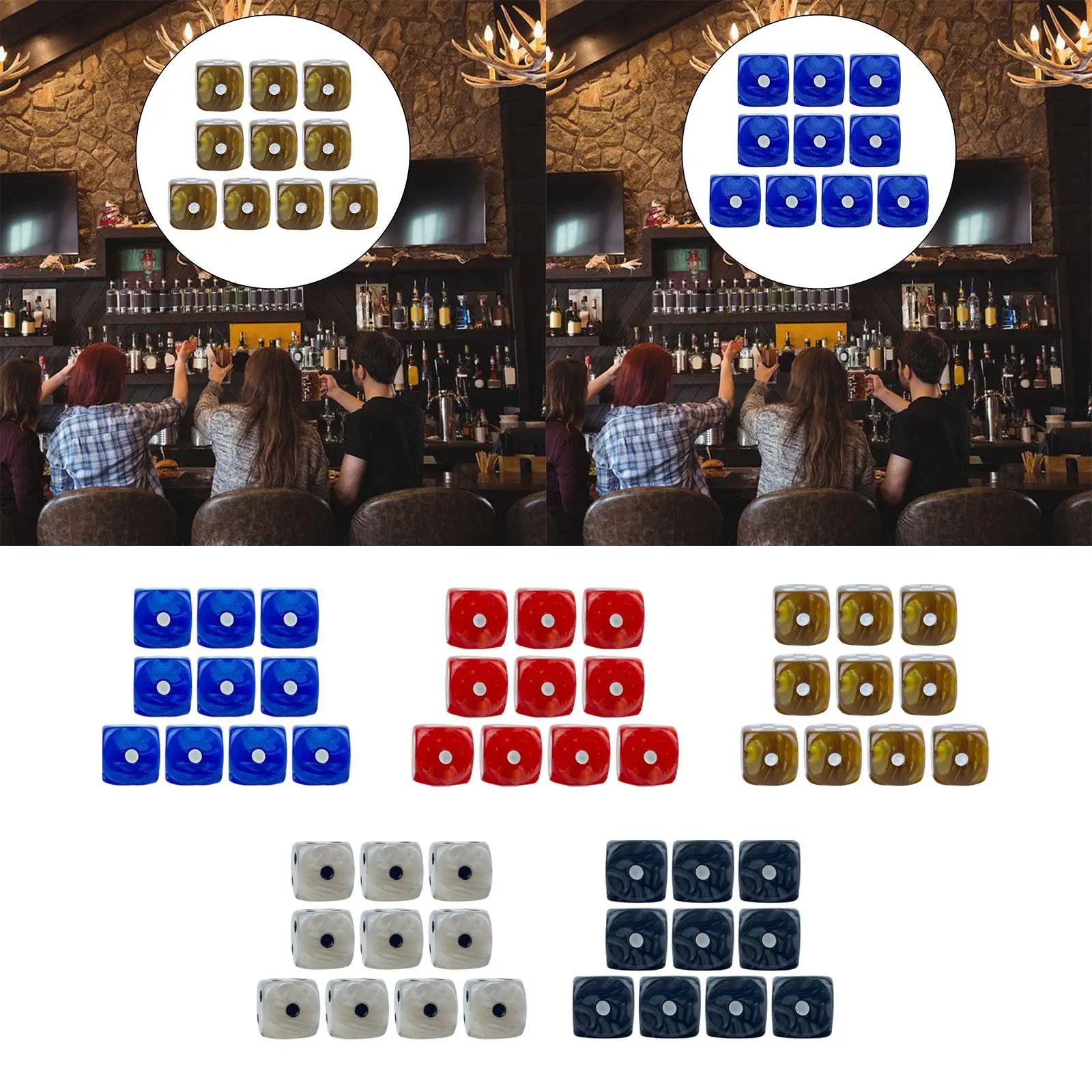 

10Pcs 6 Sided Dices 16mm Dices Party Supplies Game Dices Math Teaching Toy for Board Game Table Game Card Game Card Games
