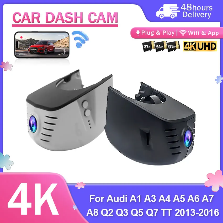 For Audi A1 A3 A4 A5 A6 A7 A8 A6L A4L Q2 Q3 Q5 Q7 TT 2013 2014 2015 4K Dash Cam Front and Rear Car DVR Camera Wifi Plug and Play