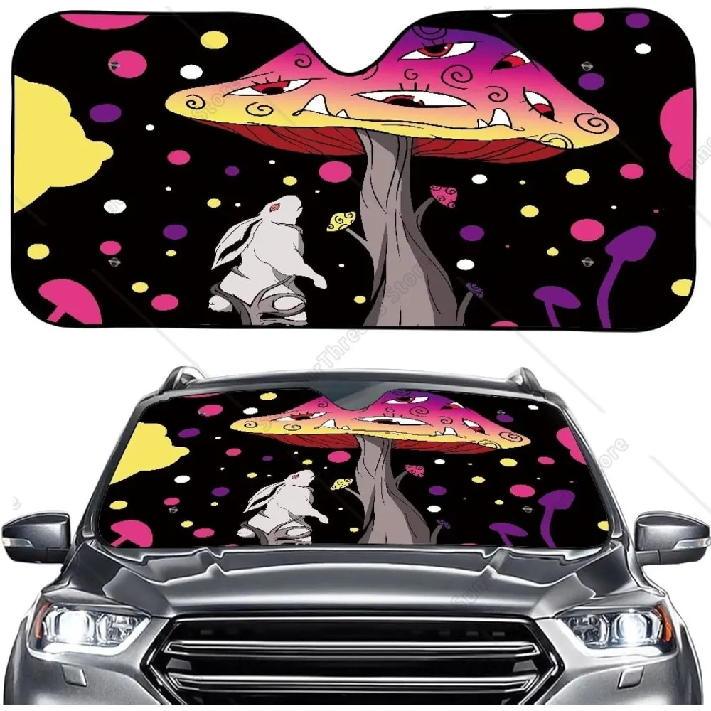 

Лобовое стекло автомобиля с принтом гриба и кролика, солнцезащитный козырек, складной автомобиль Sunsha с бабочкой, УФ-солнце и теплоотражатель