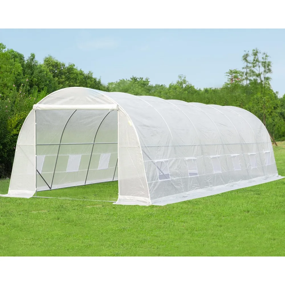 26' x 10' x 7' Greenhouse Large Gardening Plant Hot House Portable Walking in Tunnel Tent, Green House for Outside Winter