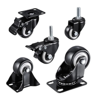 Heavy Duty Casters Rubber Wheels Rollers For Furniture Wheel Caster Wheels 360° Caster Wheel Industrial With Brake 1.5/2 Inch