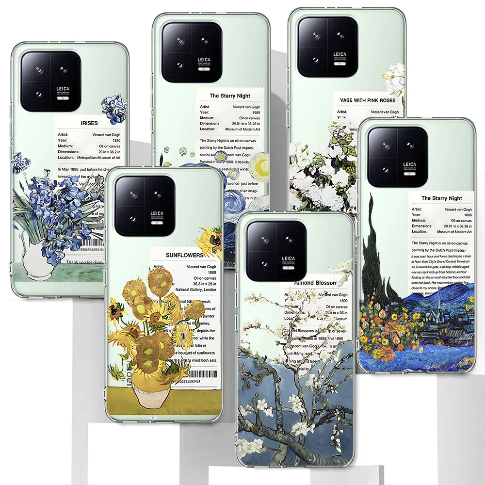 Van Gogh Sunflowers the Starry Night Art Case for Xiaomi Mi 11T 12 12X 13 10T 12T 10 11 5X A1 A3 CC9E 9T Pro A2 9 TPU Soft Cover