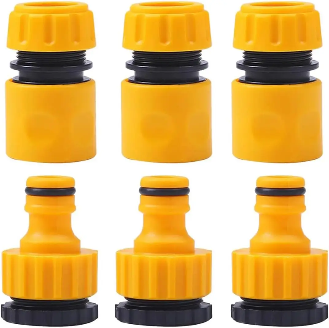 6 Pcs ABS Garden Quick Hose Connector 1/2” End Double Male Hose Coupling Joint Adapter Extender Set For Hose Pipe Tube