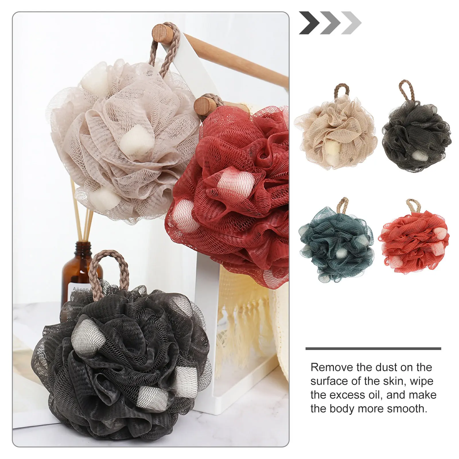 

Набор из 4 мультяшных мочалок-шаров для душа, отшелушивающих губок для тела, генерирующих обильную пену, для ванной комнаты