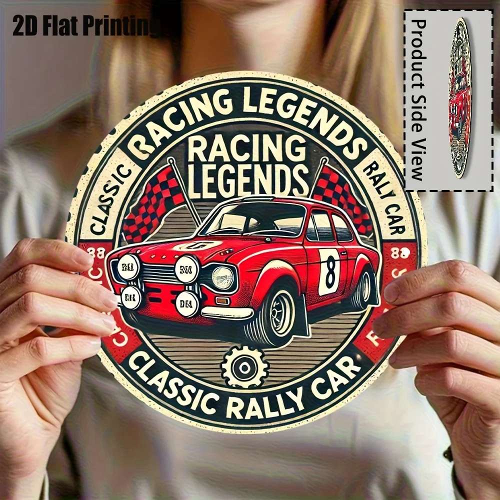 2D-Platzmodell, Einzelstück [2D-Platzmodell] Retro-Rennwagen Holzschild - klassische Rennsport-Legende Wanddekoration – Detail 1