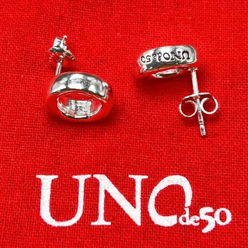 UNOde50-pendientes geométricos sencillos para mujer, bolsa de regalo de joyería romántica, europeos y americanos, 2023