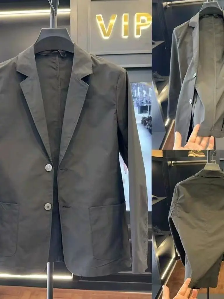 

High Quality Men's Casual Suit Spring Summer New Style Fashionable Urban Cotton Thickened Double Breasted Flat Collar Coat
