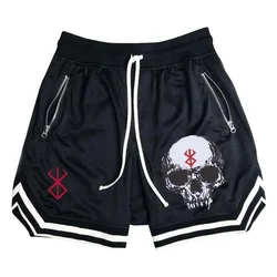 Pantalones cortos deportivos de baloncesto para hombre, Shorts de gimnasio de Anime Berserk, pantalones cortos de Fitness para correr, pantalones cortos transpirables informales para hombre, Verano