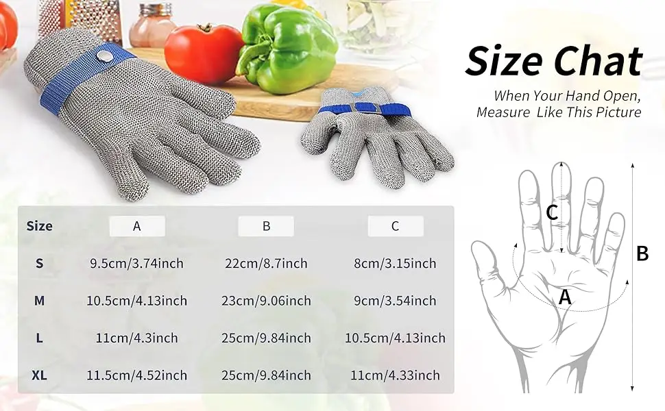 9-level Protective Safety Gloves Stainless Steel Wire Metal Mesh Cutting Resistant Slaughter Meat Cutting Oyster Skin Gloves