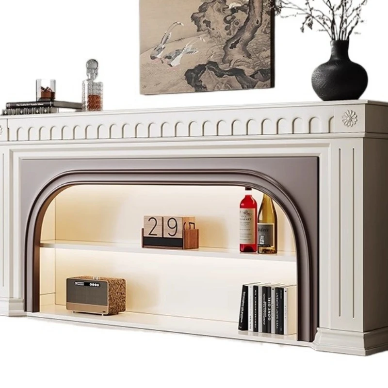 

White cabinet home living room decoration cabinet storage cabinet minimalist background cabinet