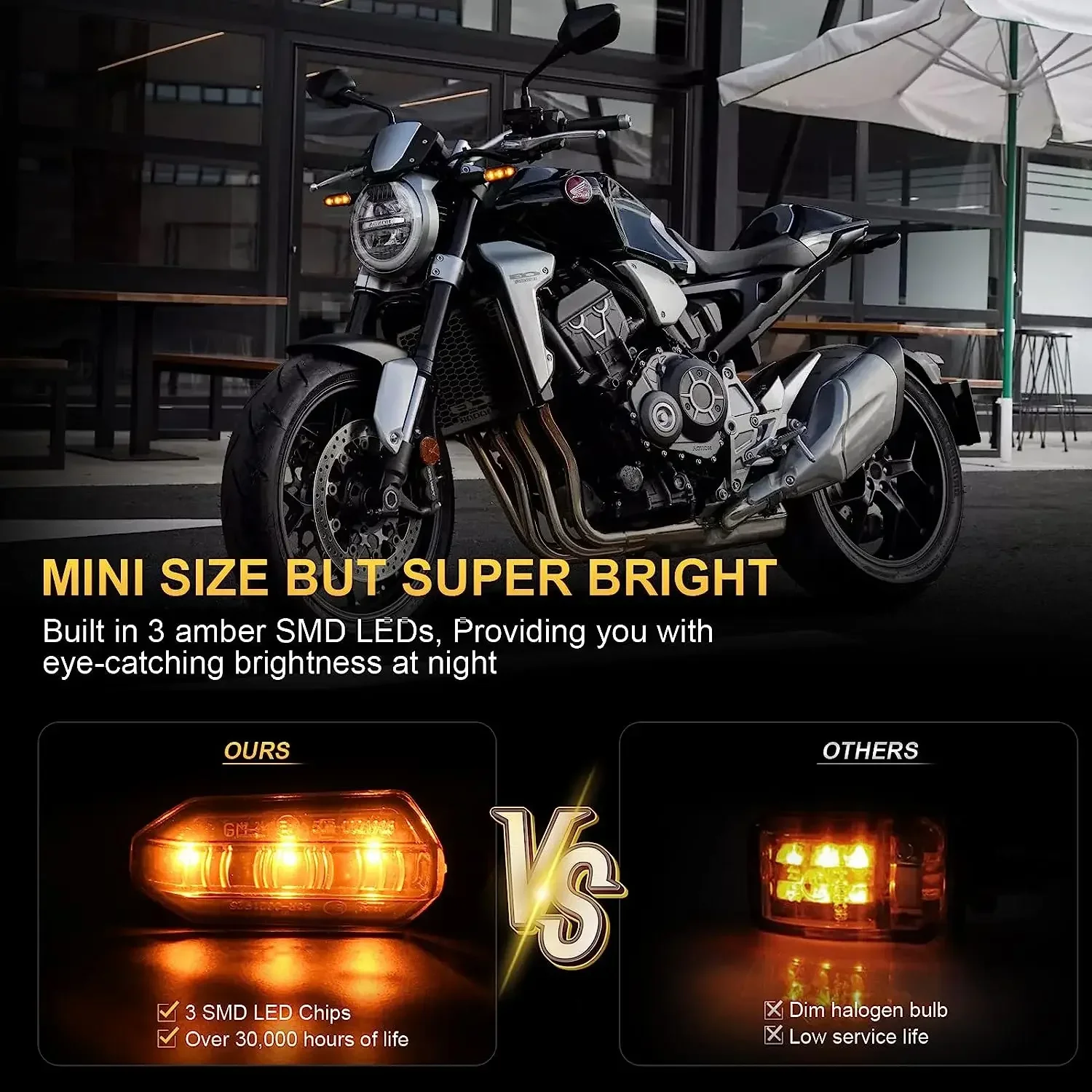 8mm Mini Motorcycle LED Turn Signal Lights Amber Flashing Light Blinker Turn Signal Lamp 12V Moto Indicator Lamp Accessories image 3