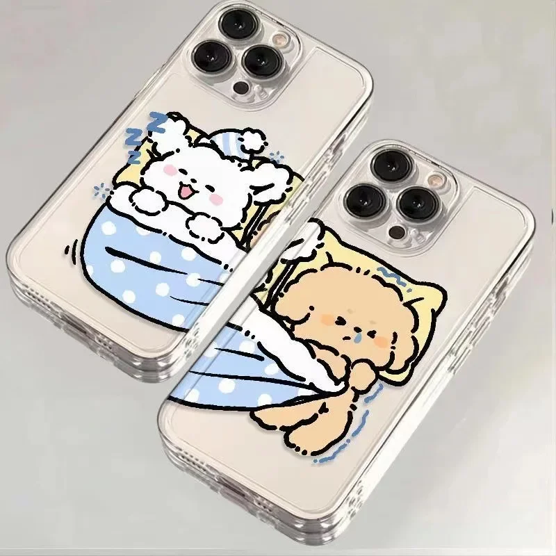 Puppy Maltese Phone Case For Bestie Lovers Couples For iPhone 11 12 13 14 15 16 Pro Max XR X XS Mini  Plus  Clear Case