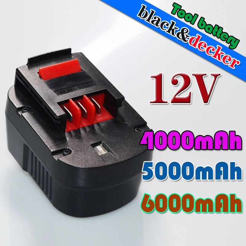 12V 6000mah Rechargeable Tool Battery for Black&Decker A12 A12EX FSB12 FS120B A1712 HP12K HP12 Ni-MH Replacement Drill Battery