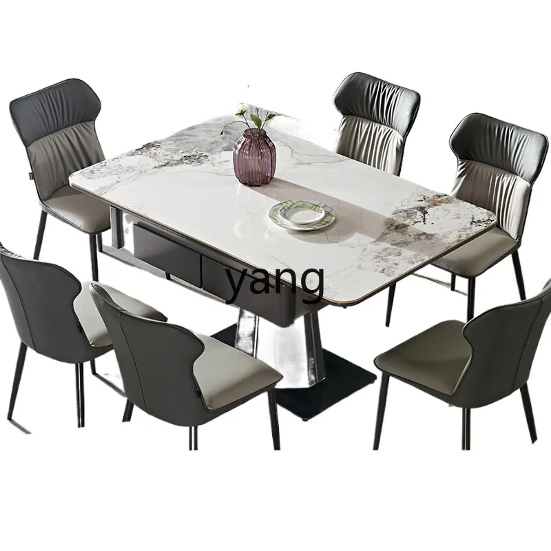 

LH automatic household integrated electric silent solid wood rock slab mahjong table dual-purpose dining table