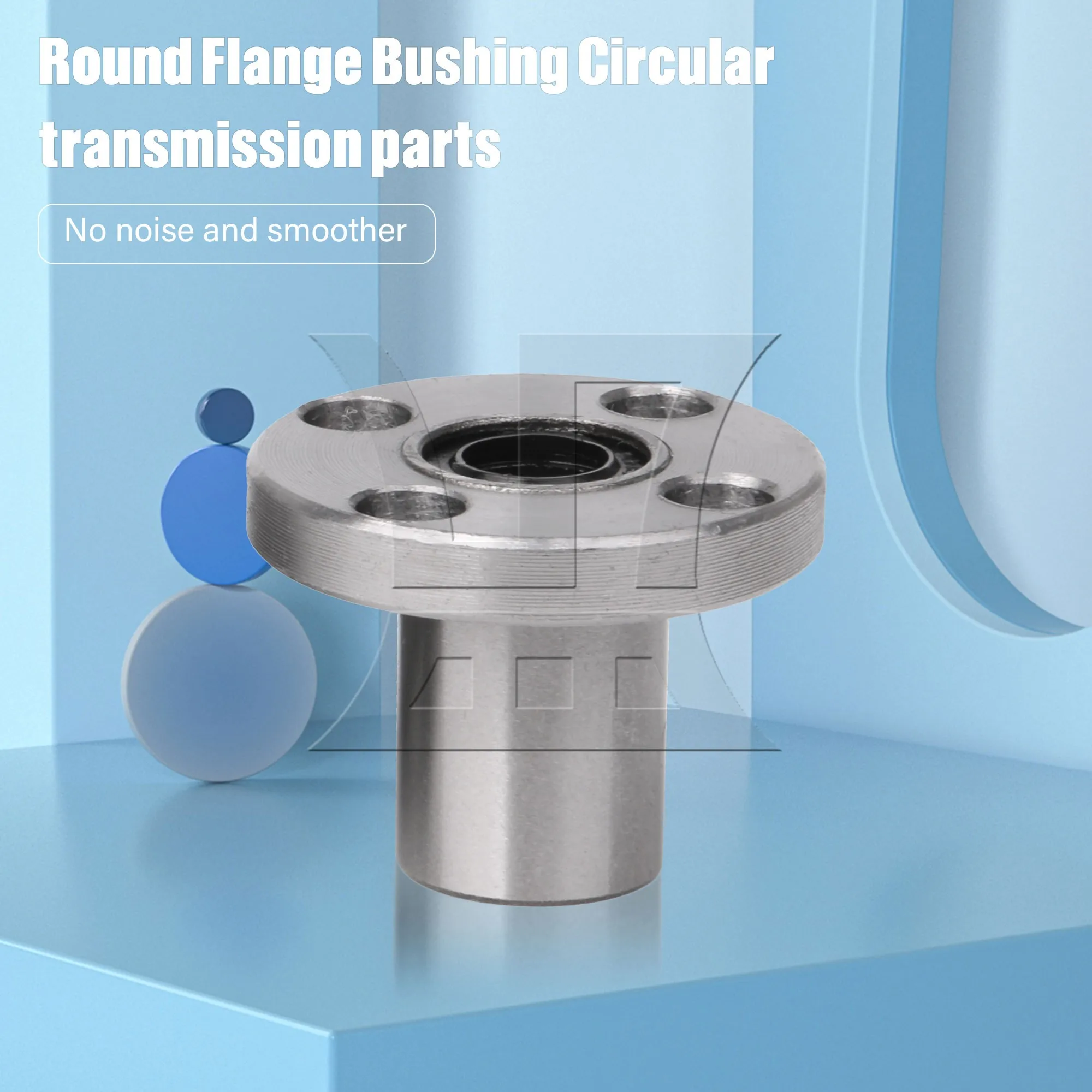 CNBTR Silver CNC Router Shaft Round Flange Bushing Bearing Linear Motion 8mm