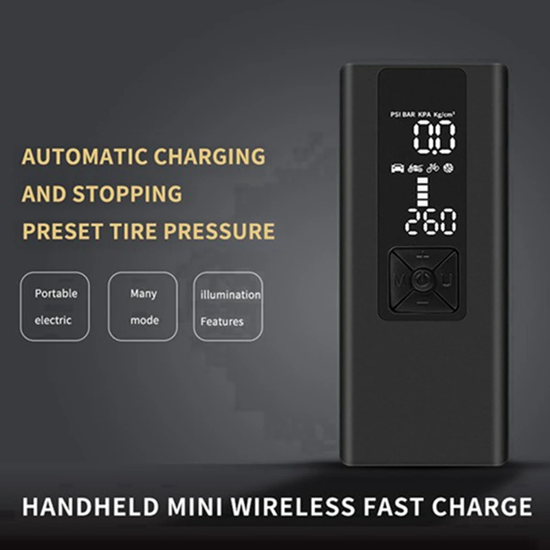 Car LCD Digital Display Smart Charging Treasure Wireless Air Pump Car Wireless Air Pump 6000Mah