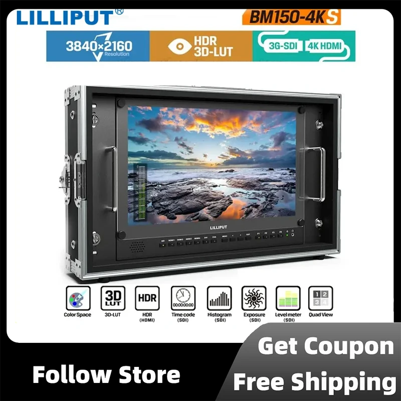 

Lilliput BM150-4KS Broadcast 15.6" HDR 3D-LUT Color Space Carry-on 4K Director Monitor 3840x2160 SDI HDMI Tally VGA