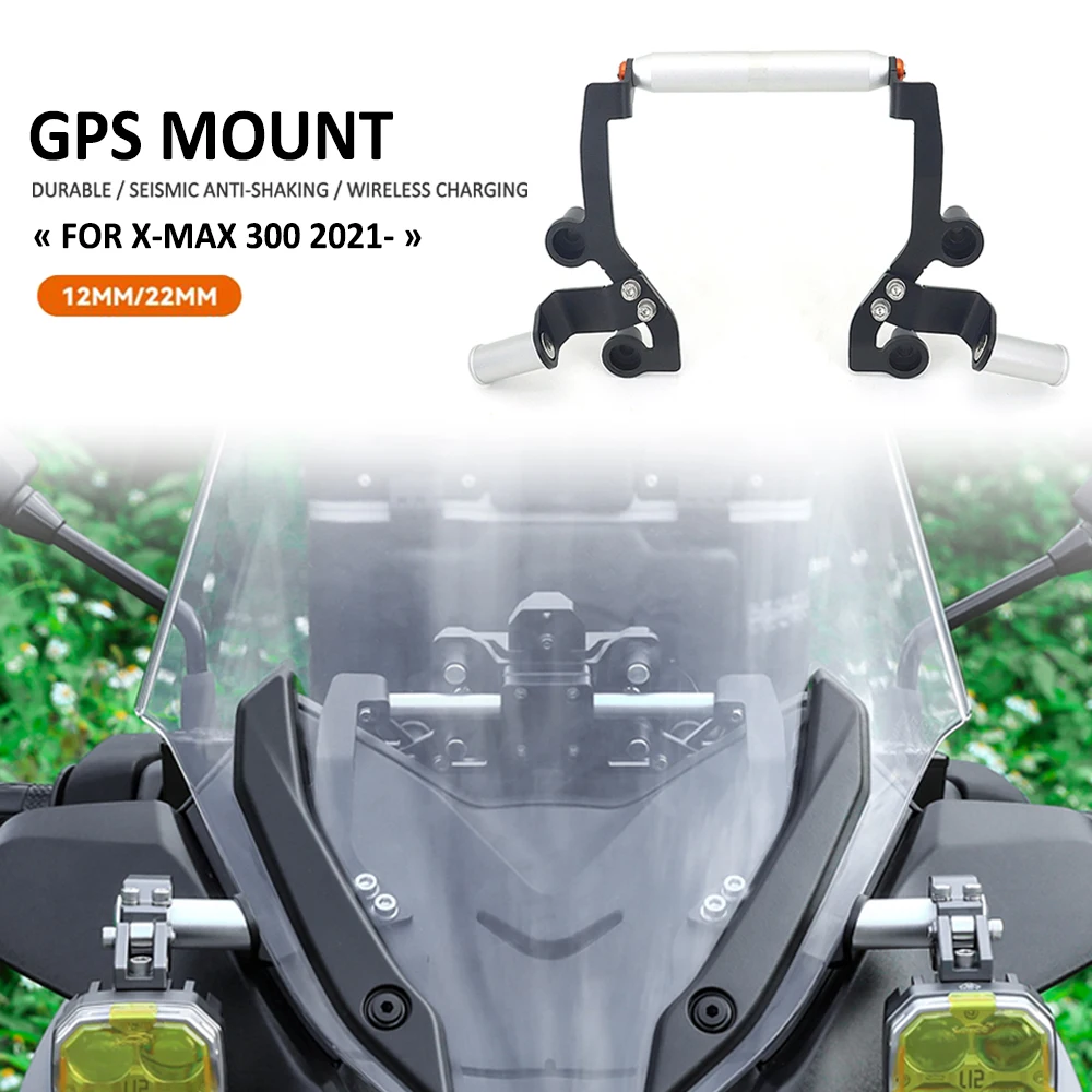 For Yamaha X-MAX Xmax 300 XMAX300 2021 Motorcycle GPS Phone Holder USB Wireless Charger Navigation Spotlight Bracket Mount Stand