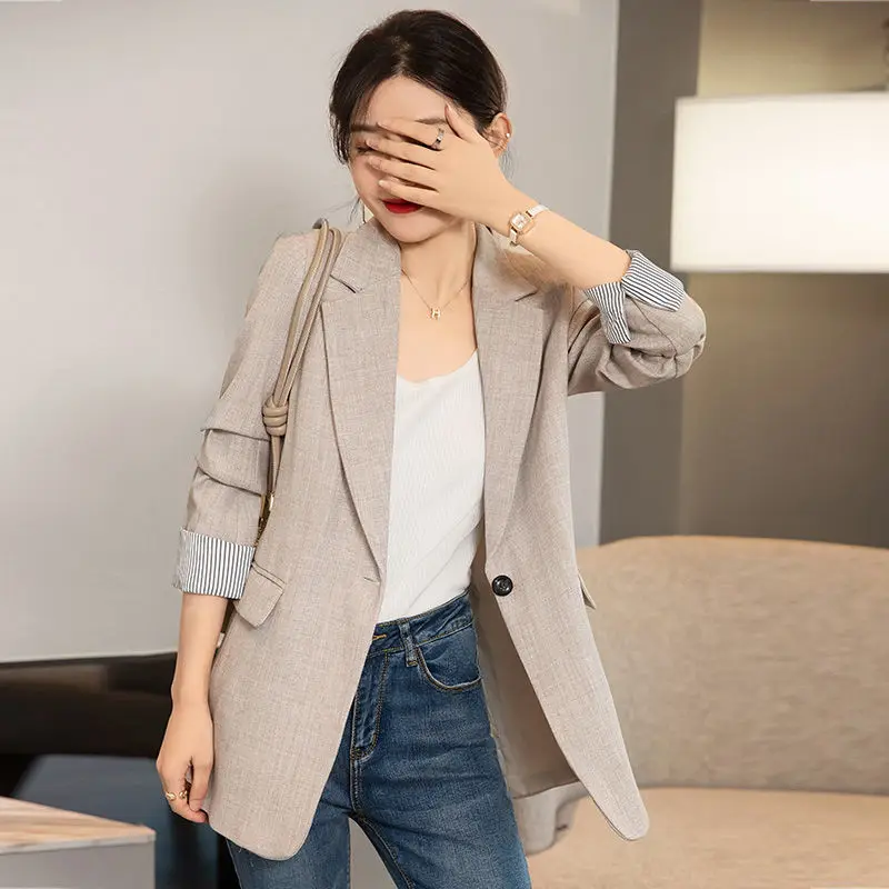 Fashion Casual Women's Blazer 2022 Spring and Autumn Korean Version Slim Temperament All-match Elegant Ladies Blazer Traje