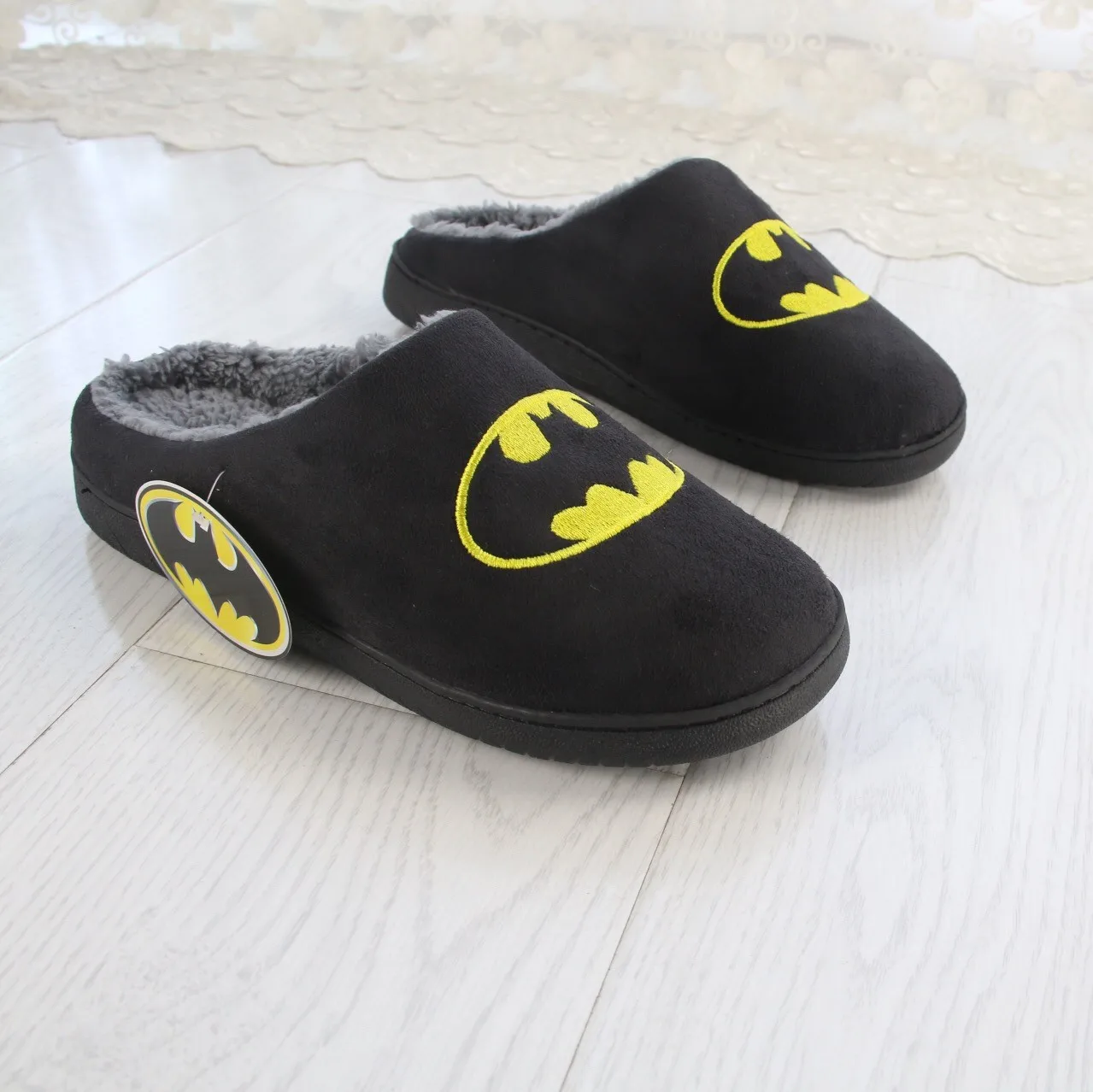 Plush Slippers Closed Toe Slippers Men Slippers Winter Warm Slippers Male Flats Soft Non-slip Slides Indoor Slippers Large Size