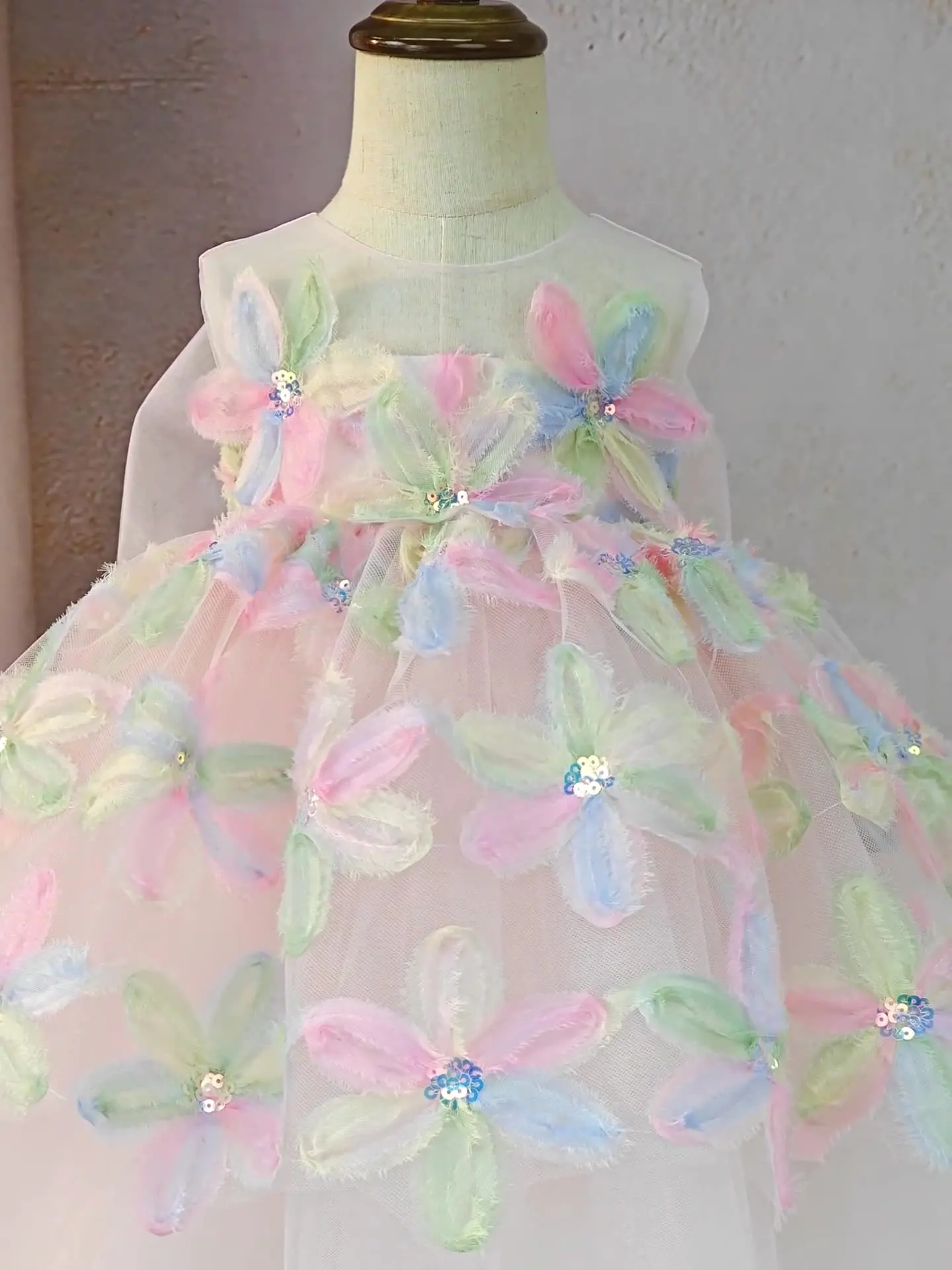 New Flower Girl Party Dress Kid Girly Puffy Dresses Children Ceremonial Clothes 2 to 10T