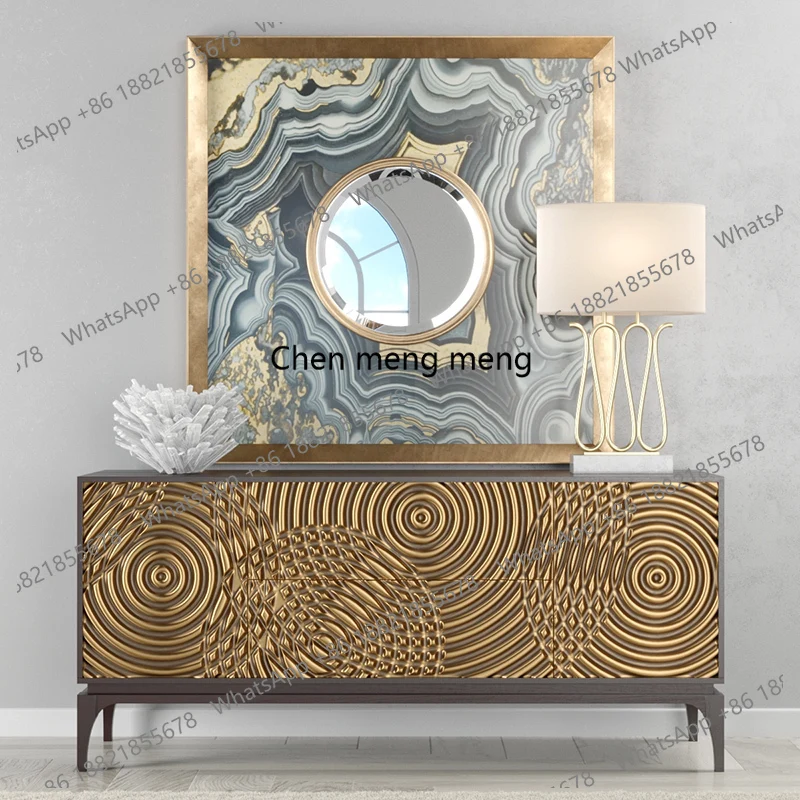 

American light luxury door cabinet, high-end sense, post-modern carved decorative cabinet, TV cabinet