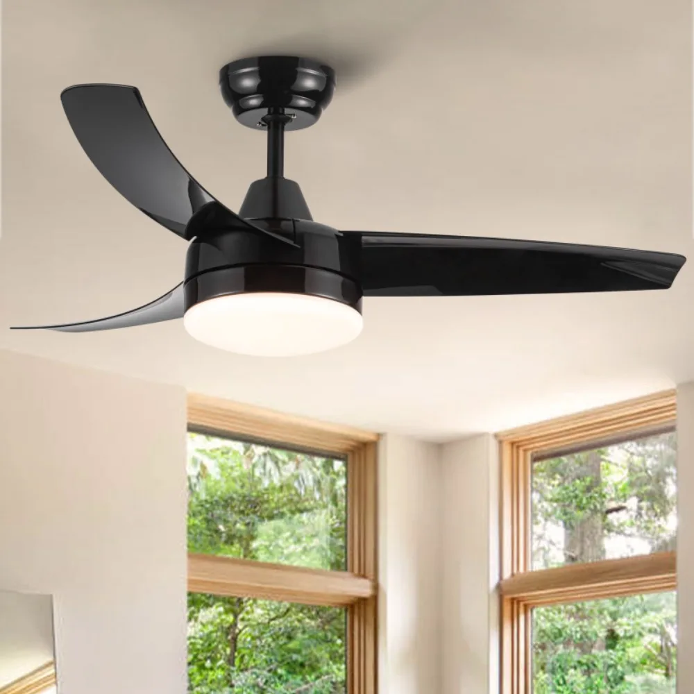 Luz LED integrada Ventilador de teto, preto fosco, ventilador elétrico, aparelhos de refrigeração, eletrodomésticos