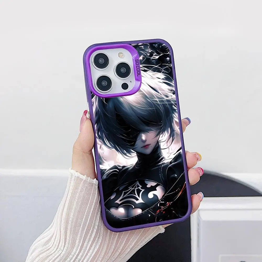 

Чехол для мобильного телефона Nier 2B Automata для iPhone 17, 16, 15, 14, 13, 12, 11 X XR XS 8 7 Pro Max Plus, полупрозрачный фиолетовый чехол, довольно роскошный