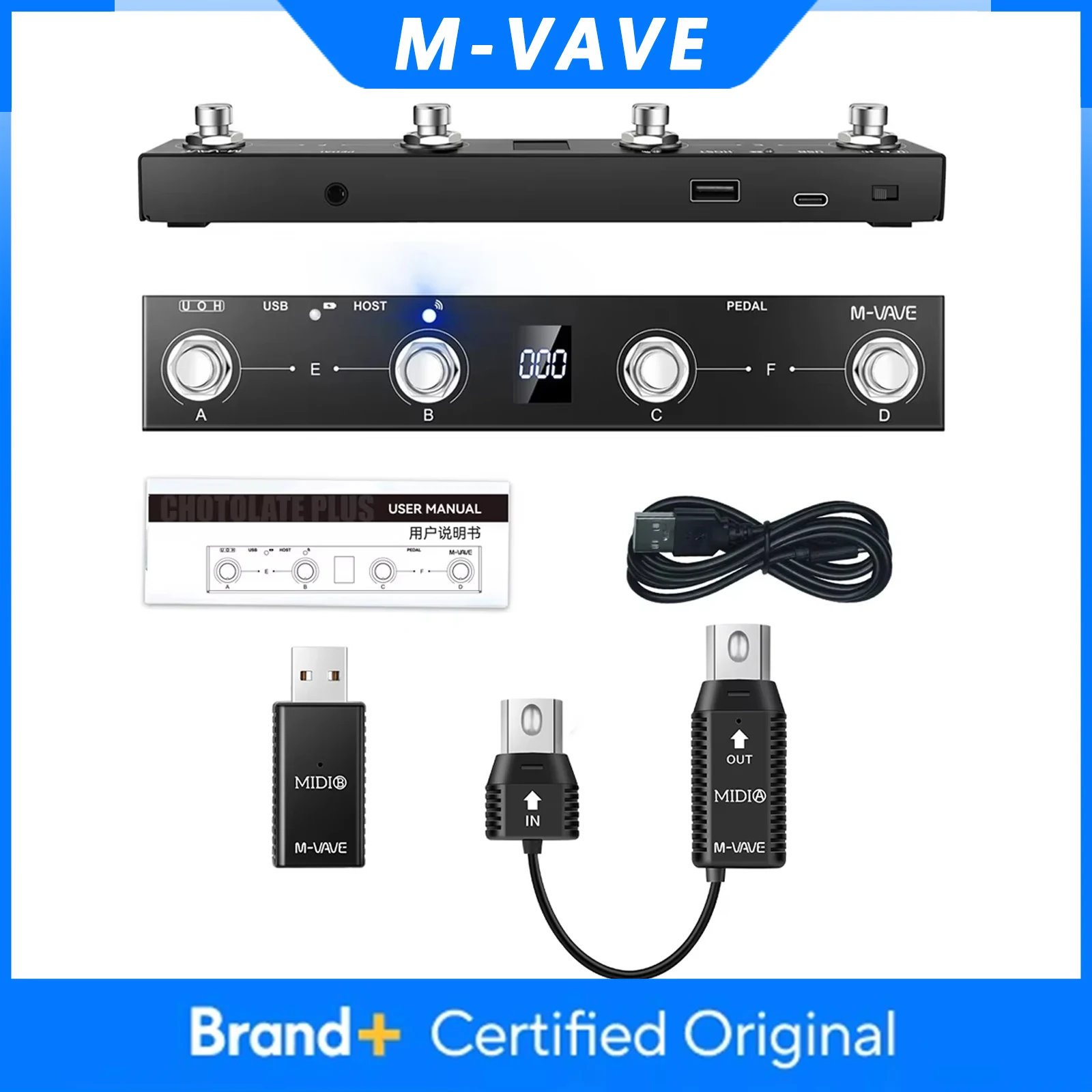 

Беспроводной MIDI-контроллер M-VAVE Chocolate Plus с беспроводной MIDI-системой, поддержкой функции управления MIDI-хостом