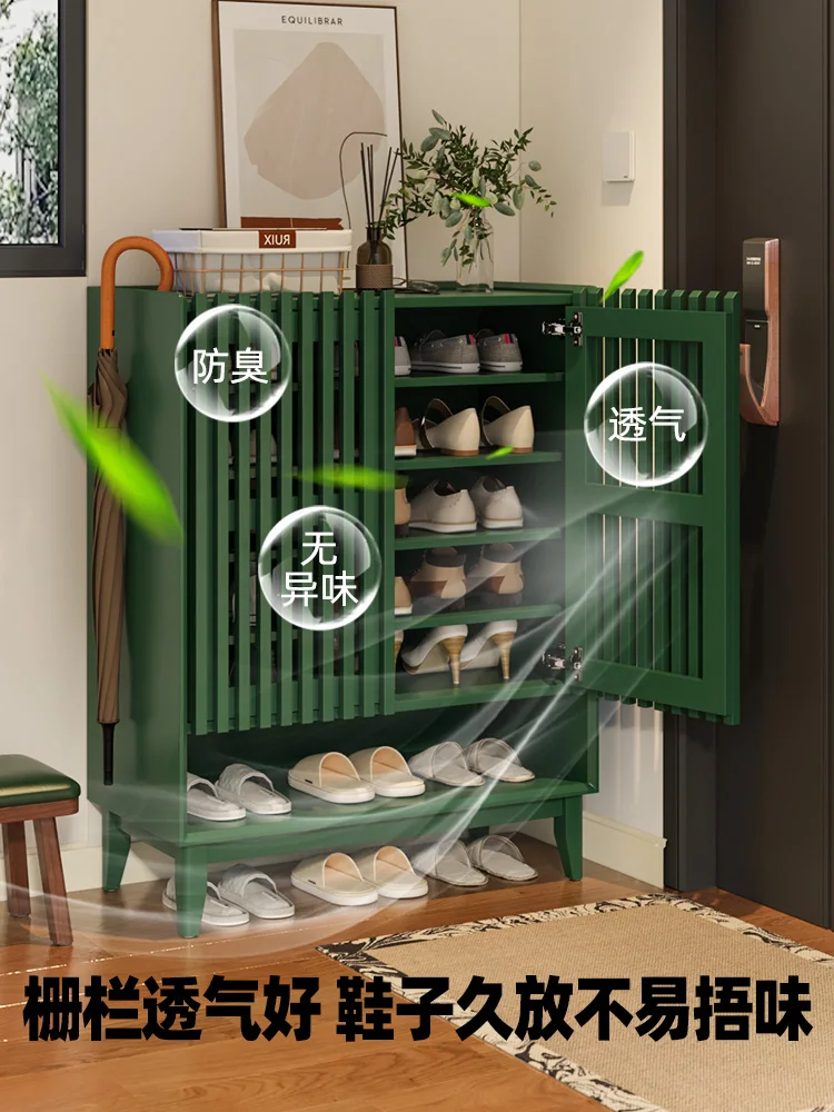 

Solid wood shoe cabinet, large capacity living room, multi-layer storage shoe rack