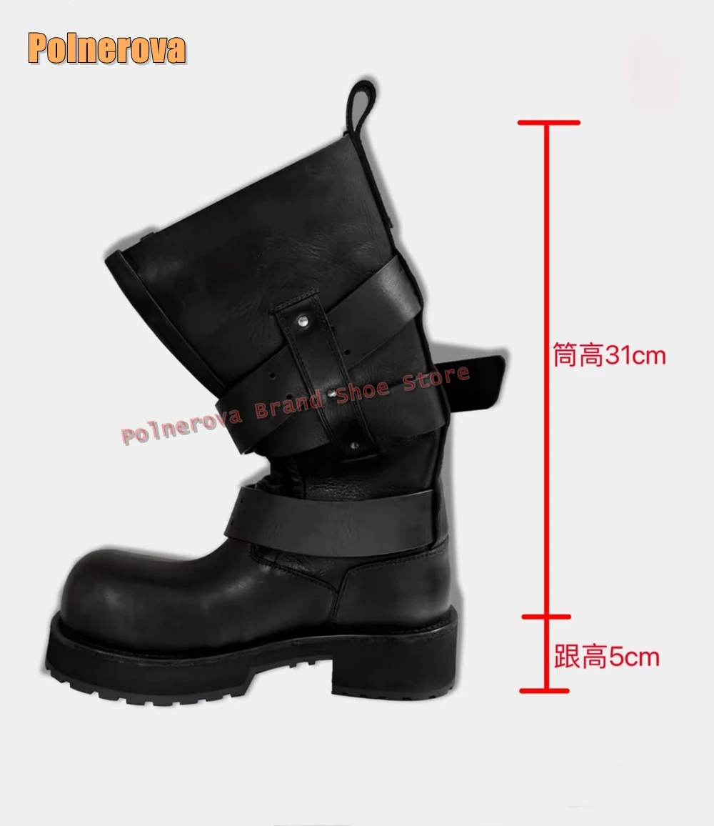 

Ботинки на платформе с пряжкой на ремне, мотоциклетные ботинки в стиле ретро, в стиле панк с круглым носком, на массивном каблуке, с металлическим украшением, осень 2023, новый стиль, обувь