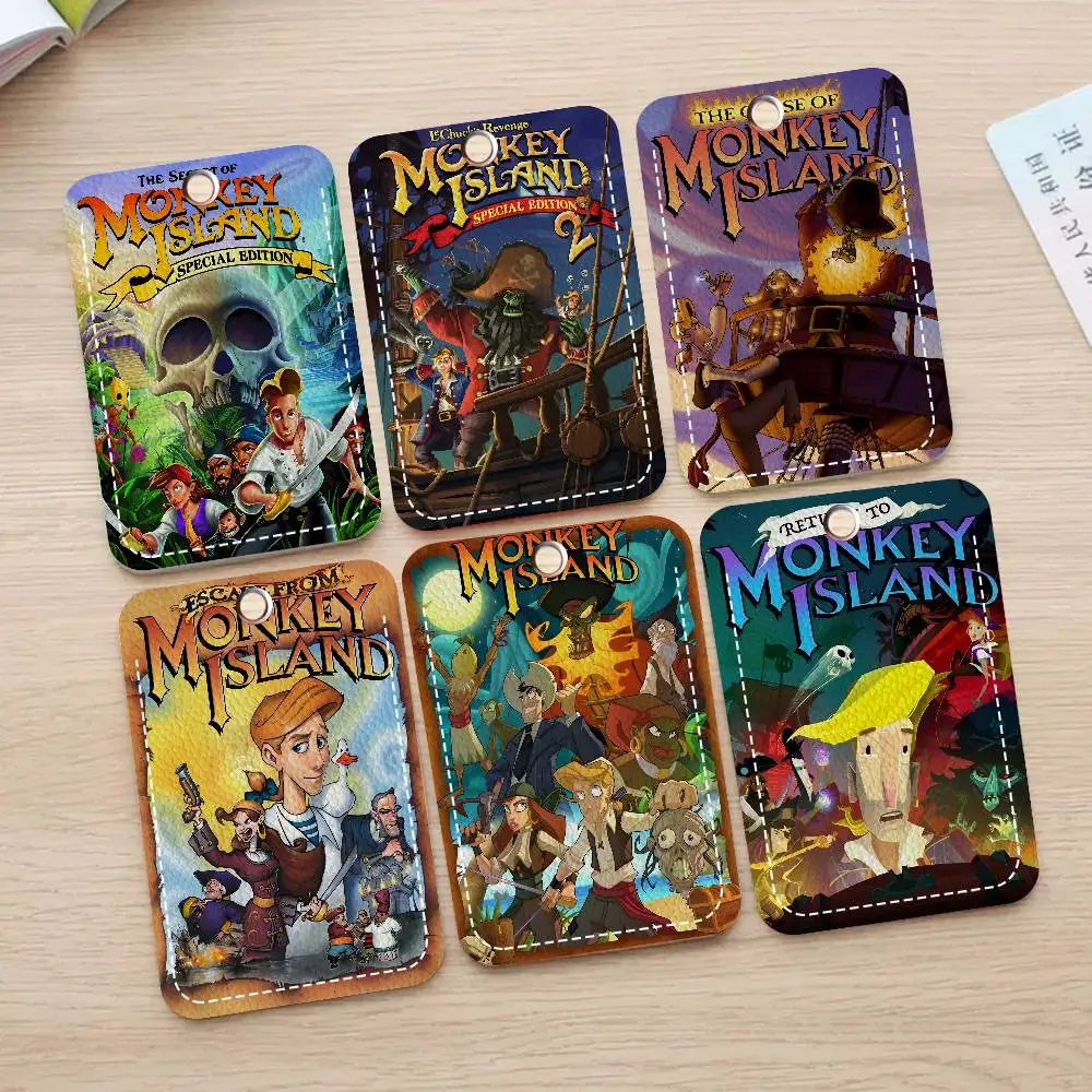 لعبة كلاسيكية سر سلسلة مفاتيح حامل جزيرة القرد مع سلسلة مفاتيح لبطاقة الوصول وبطاقة الحافلة وبطاقة الهوية الائتمانية وبطاقة البنك