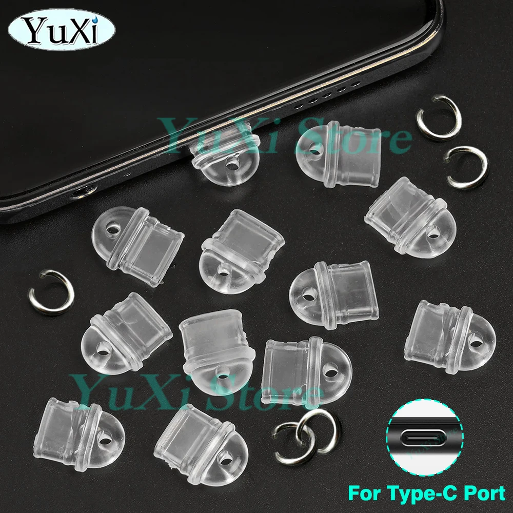 

10pcs Charging Port Dust Plugs for Type-C Micro iOS Port DIY Decoration Anti-dust Plugs Transparent Stopper Protective Caps