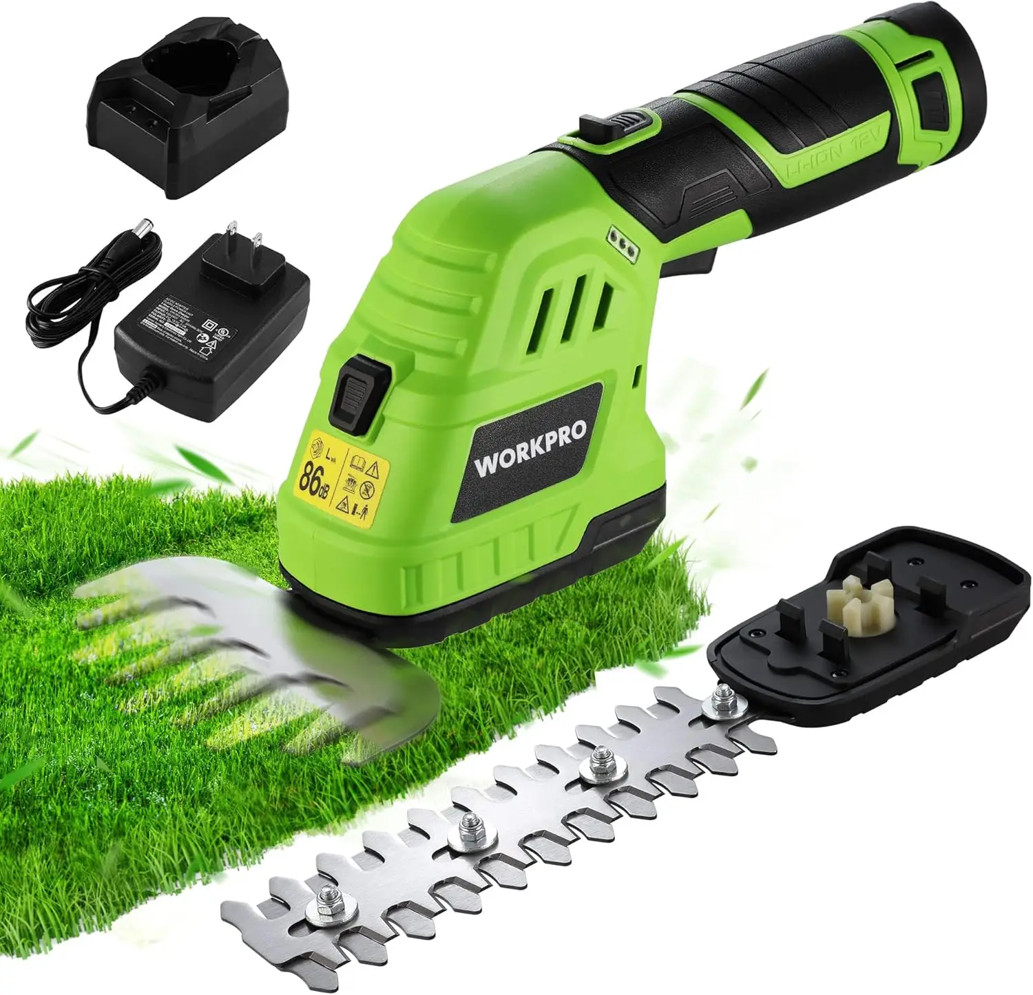 

12V Cordless Grass Shear & Shrubbery Trimmer - 2 in 1 Handheld Hedge Trimmer, Electric Grass Trimmer Hedge Shears/Grass