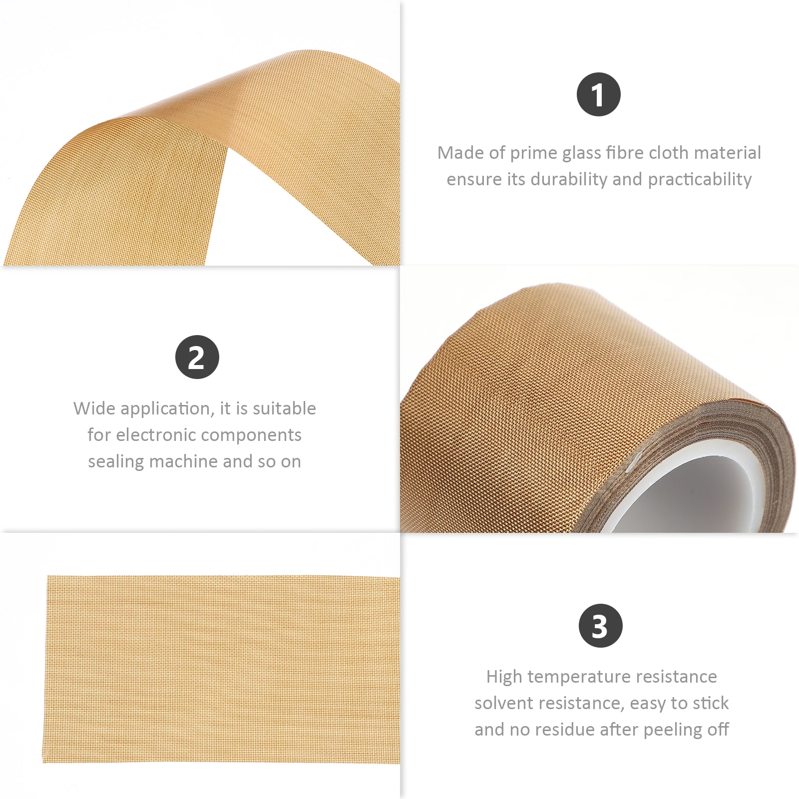 

Heat Resistant Adhesive Tape High Temperature Glass Fibre Cloth for Masking Soldering Electronics Insulation Practical