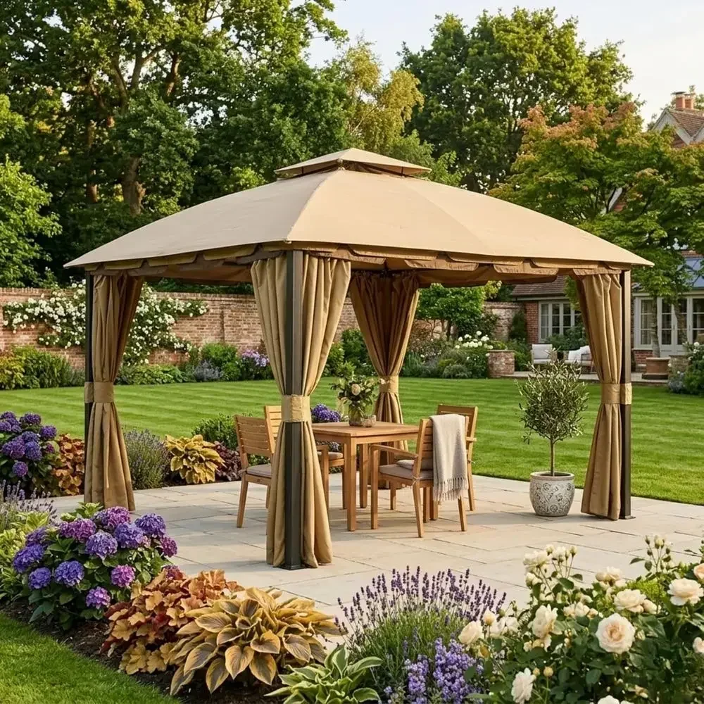 Replacement Privacy Curtain Set for 11' x 13' Gazebo - Beige