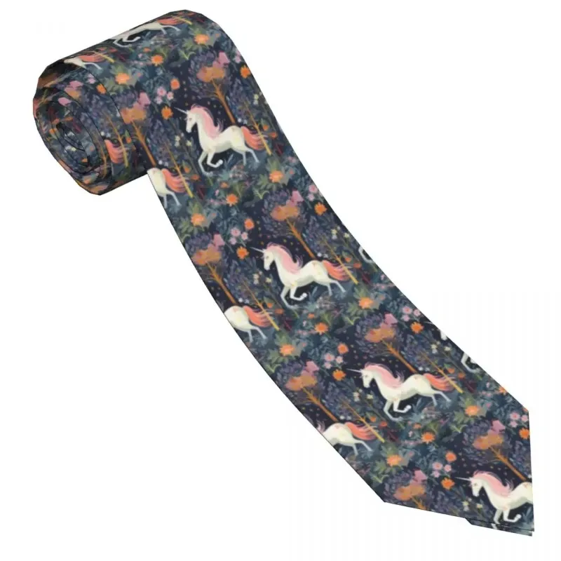 Mens Tie Classic Skinny Unicorn In The Forest Neckties Narrow Collar Slim Casual Tie Accessories Gift