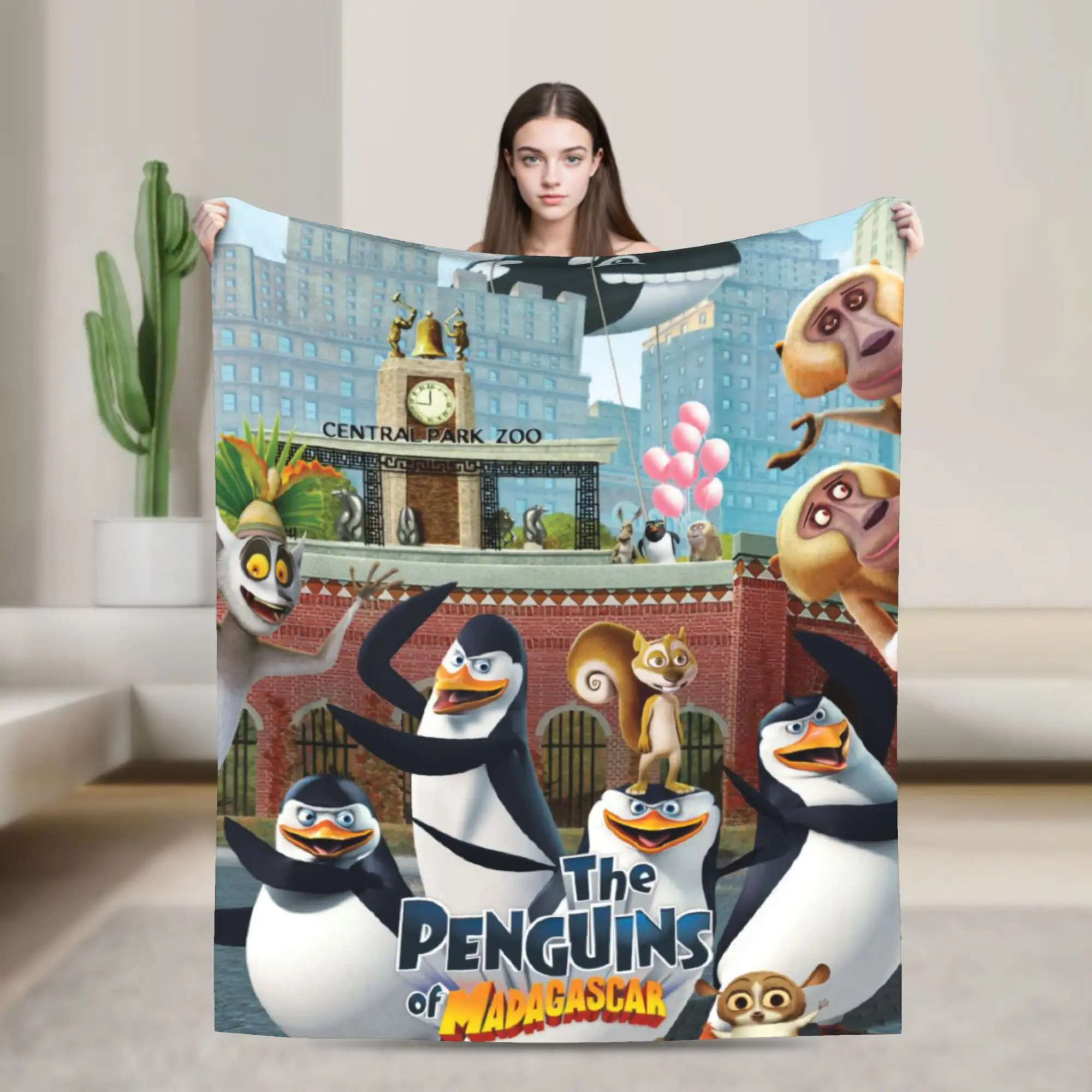 

Super Soft Penguins of Madagascar Throw Blanket Premium Flannel Fleece Lightweight Bed Blanket Warm Plush Blankets All Season