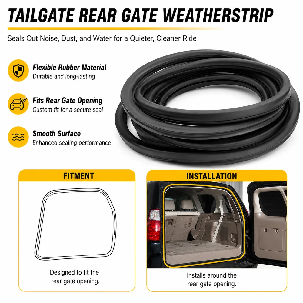 Rubber Car Rear Trunk Tailgate Seal Strip  For Lexus GX 460 URJ150/Toyota Land Cruiser Prado 2010-2023 67881-60141, 67881-60140