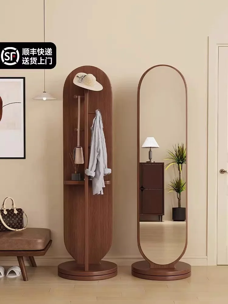 Rotating vertical movable full-length mirror full-body floor mirror household bedroom clothes rack mirror